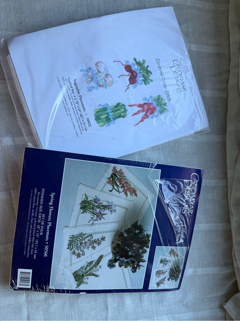 Vintage CandamarCounted Cross Stitch Kits - Floral Vegetable Motifs - White